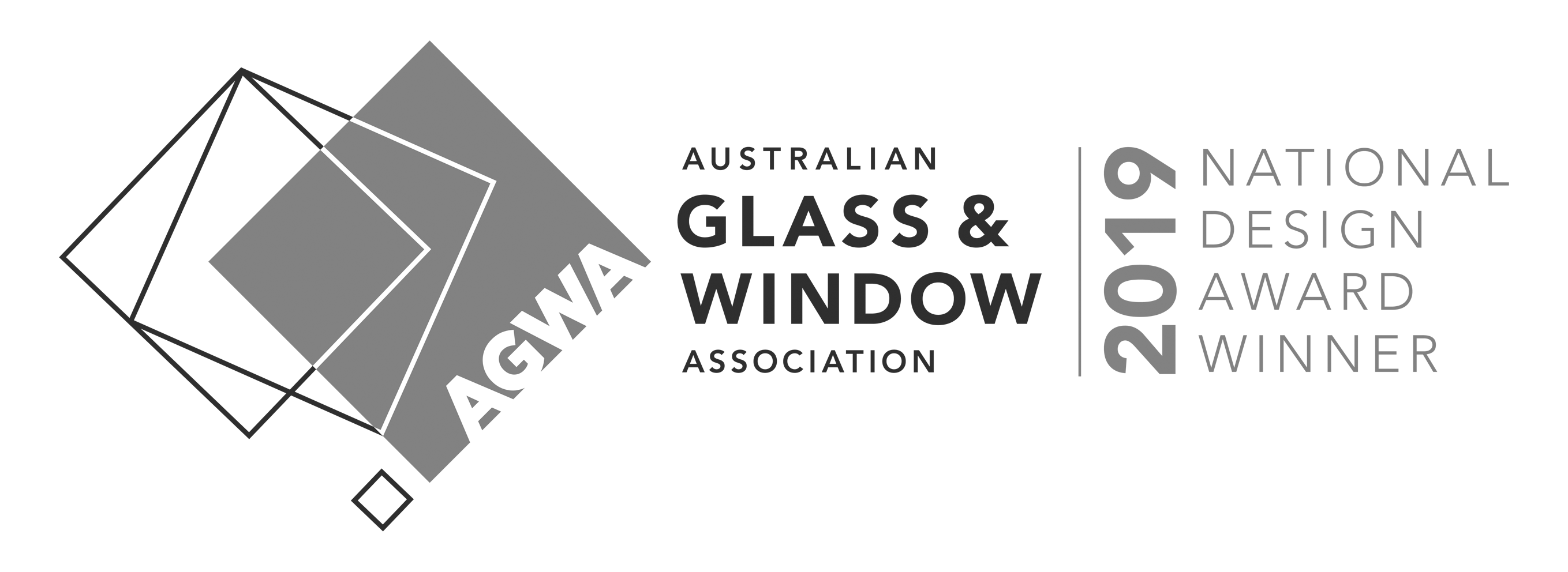AGWA Glass & Window Assocation 2019 National Design Award Winner Logo in Black and White