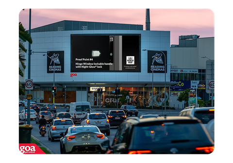 Newmarket QLD GOA digital billboard with Prowler Proof artwork