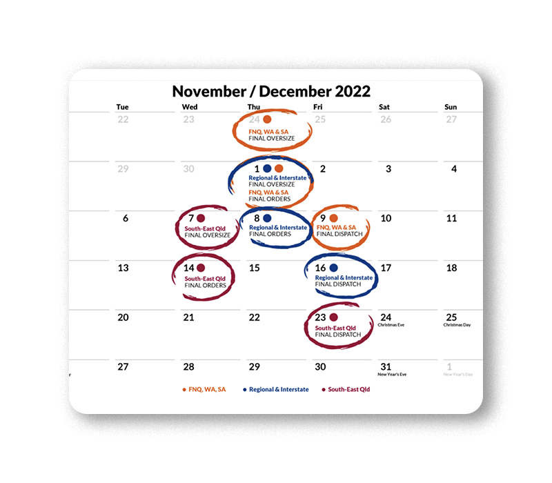 2022 Prowler Proof Season Cut Off Calendar with Dates