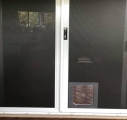 Sliding ForeField doors with a pet flap