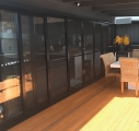 Sliding ForceField stacker doors with midrail