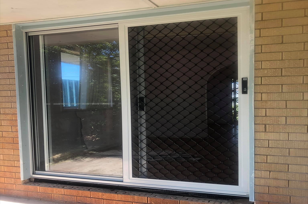 Diamond grill sliding door